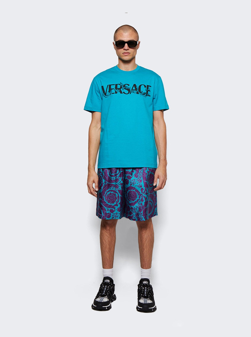 VERSACE Barocco Silhouette Logo T-shirt Turquoise outlook