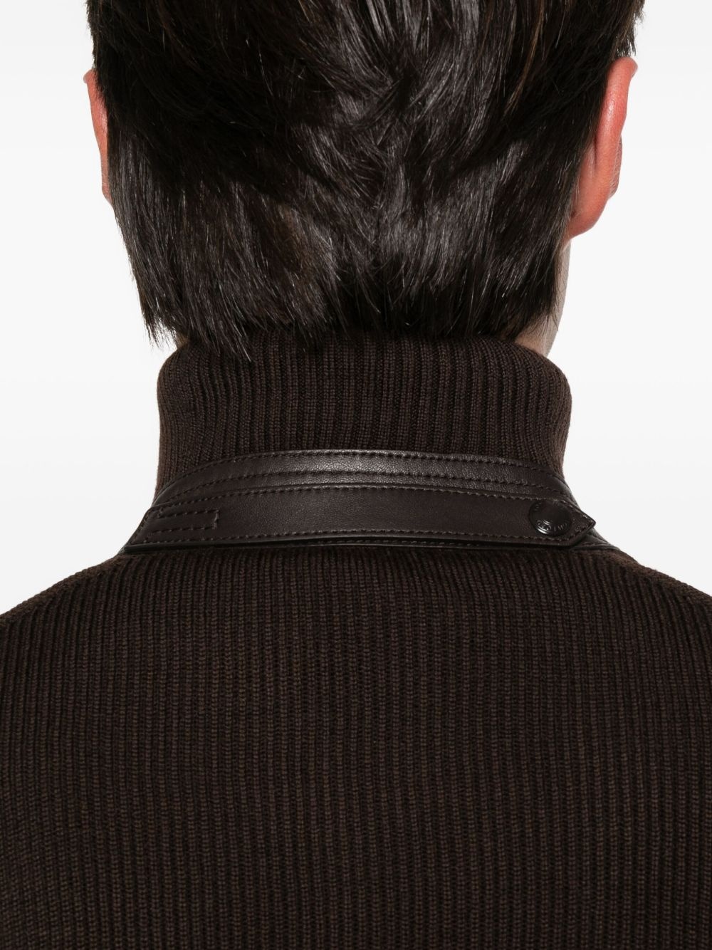 knitted-sleeves suede jacket - 5