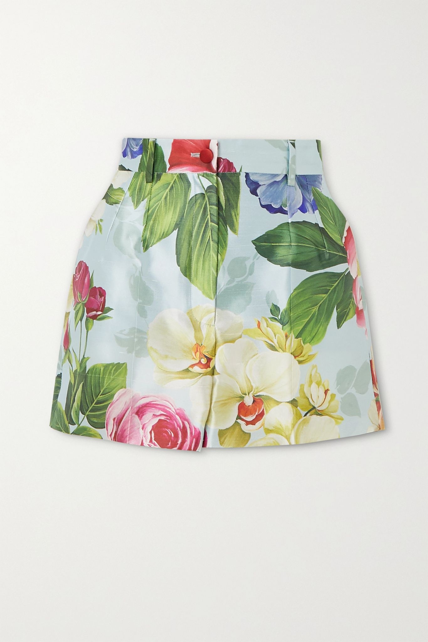 Floral-print silk shorts - 1