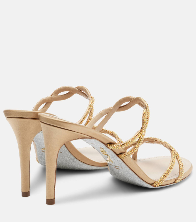 RENE CAOVILLA Braid crystal-embellished satin sandals outlook