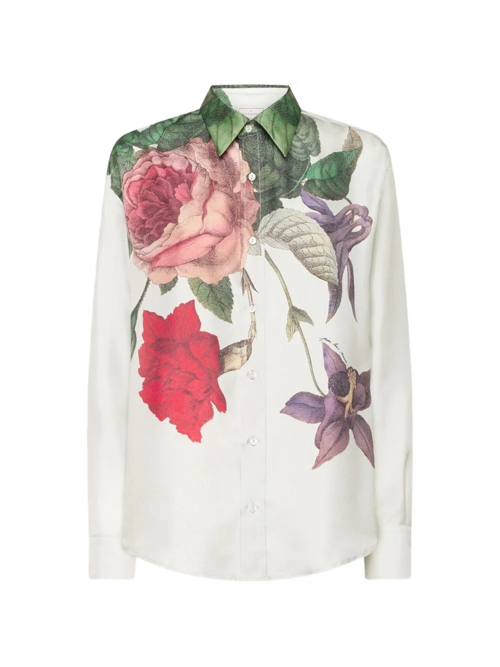Aloe botanical-print silk shirt - 1