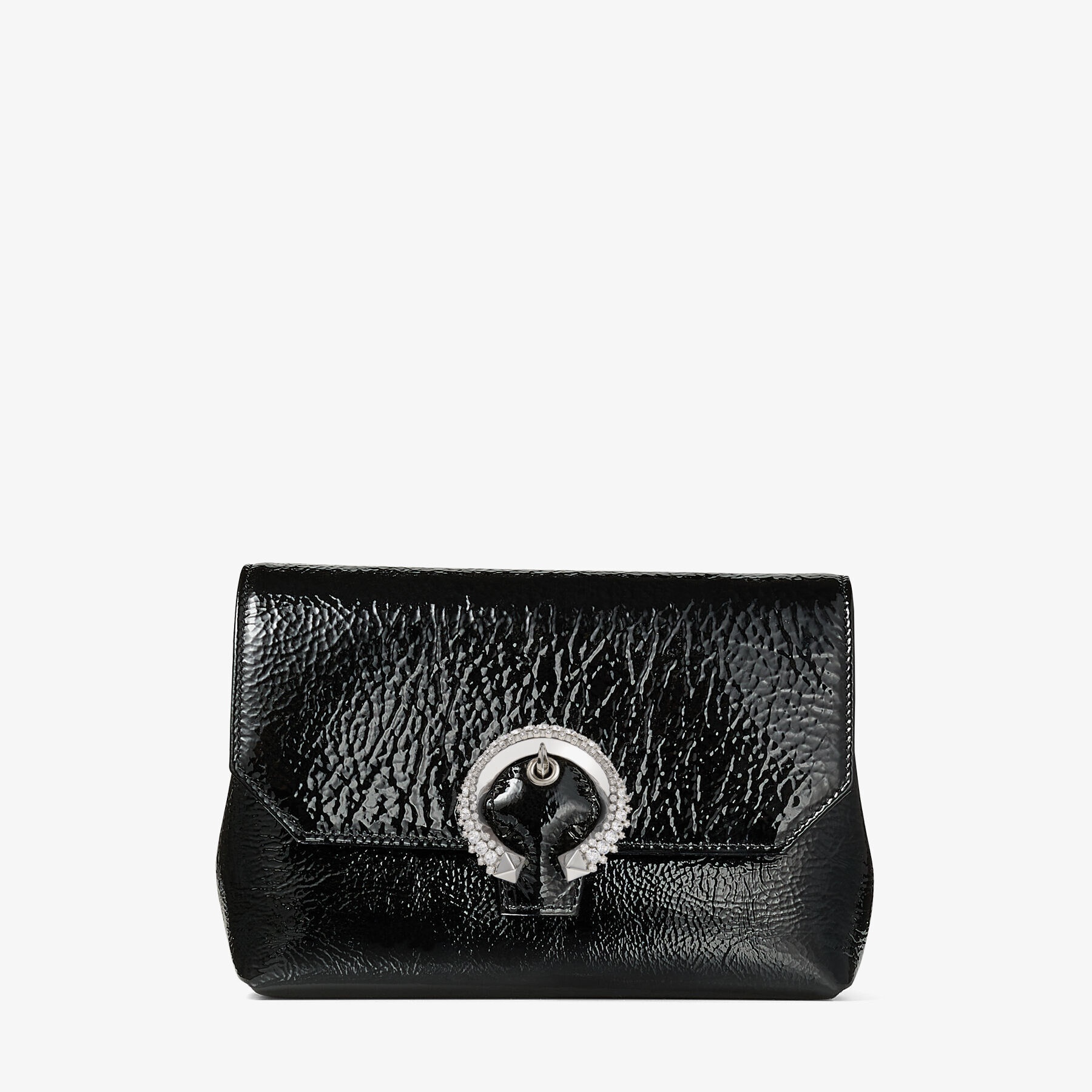 Soft Madeline
Black Patent Textured Leather Mini Bag with Crystal Buckle - 1