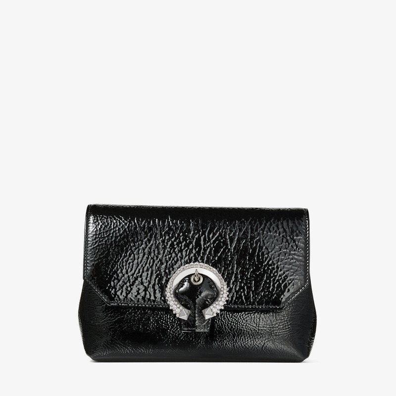 Soft Madeline
Black Patent Textured Leather Mini Bag with Crystal Buckle 1