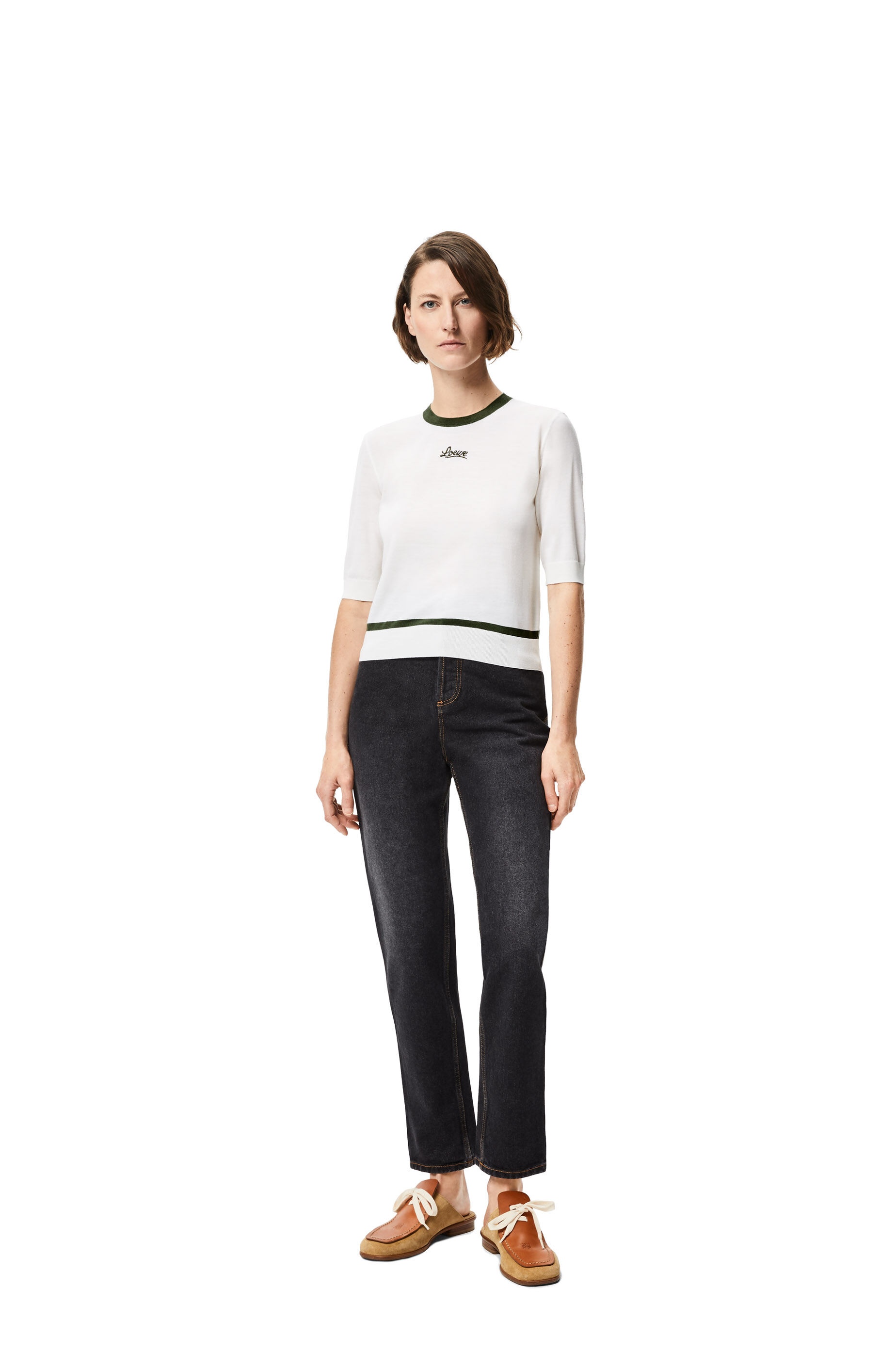 LOEWE lurex embroidered cropped sweater in wool - 2