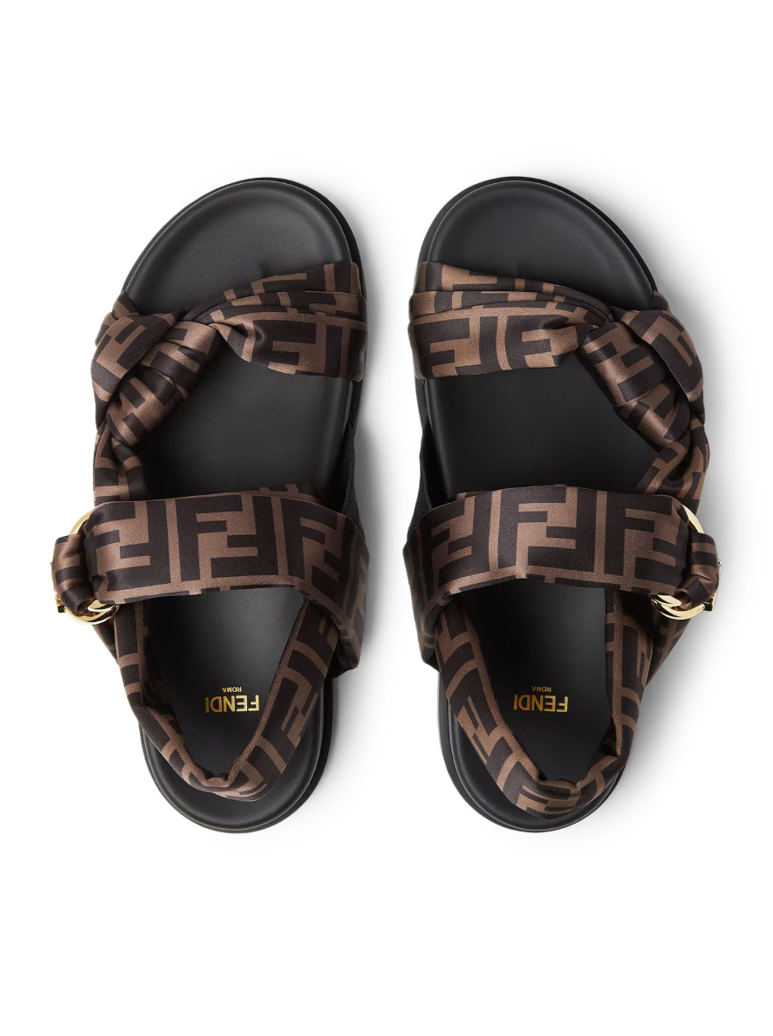 FENDI FEEL BROWN FF SATIN SANDAL - 5
