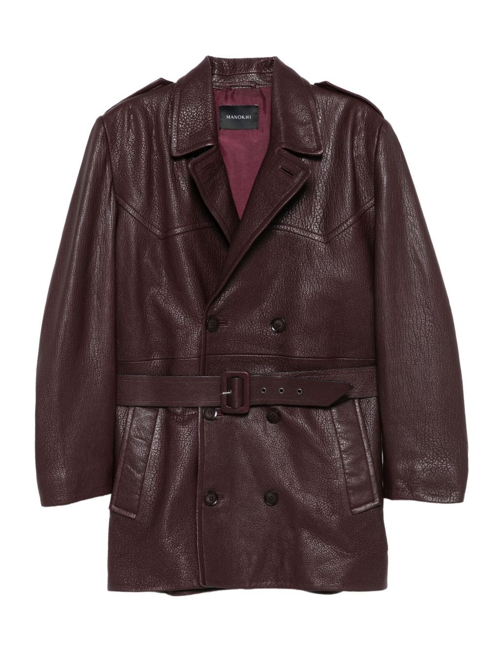 belted double-breasted coat - 1
