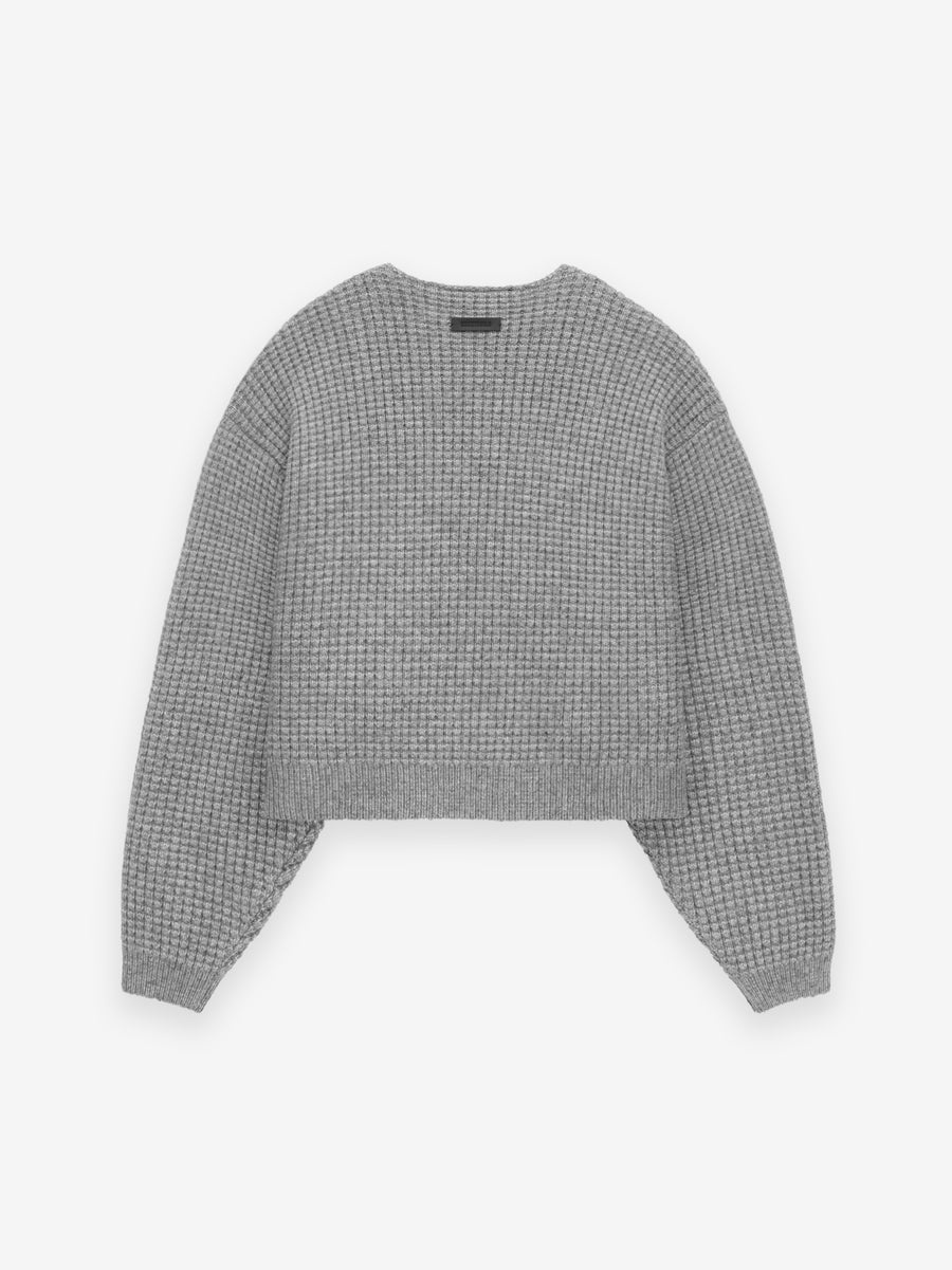 Womens Heavy Waffle Cropped Crewneck - 2