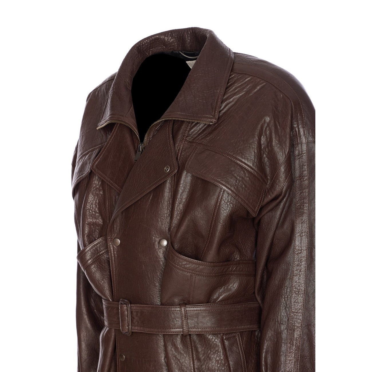 Saint Laurent Men Lamb Leather Balloon Long Coat - 3