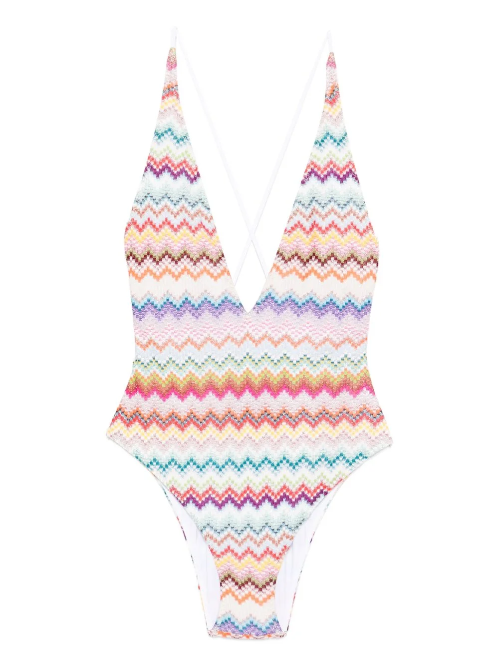 zigzag-pattern cross-back swimsuit - 1