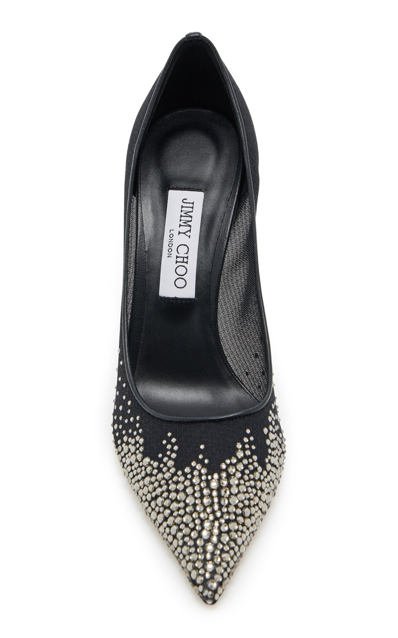 JIMMY CHOO Love Crystal-Embellished Mesh Pumps black outlook