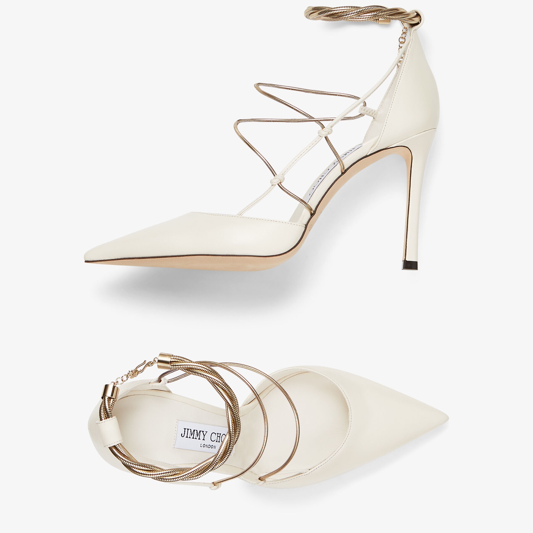 Olesia 95
Latte Nappa Pumps with Gold Chains - 5