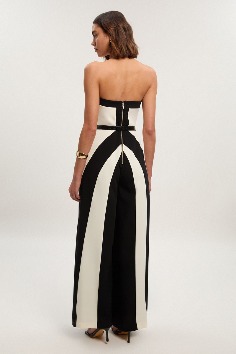 Compact Stretch Colour Block Tailored Bandeau Jumpsuit 3