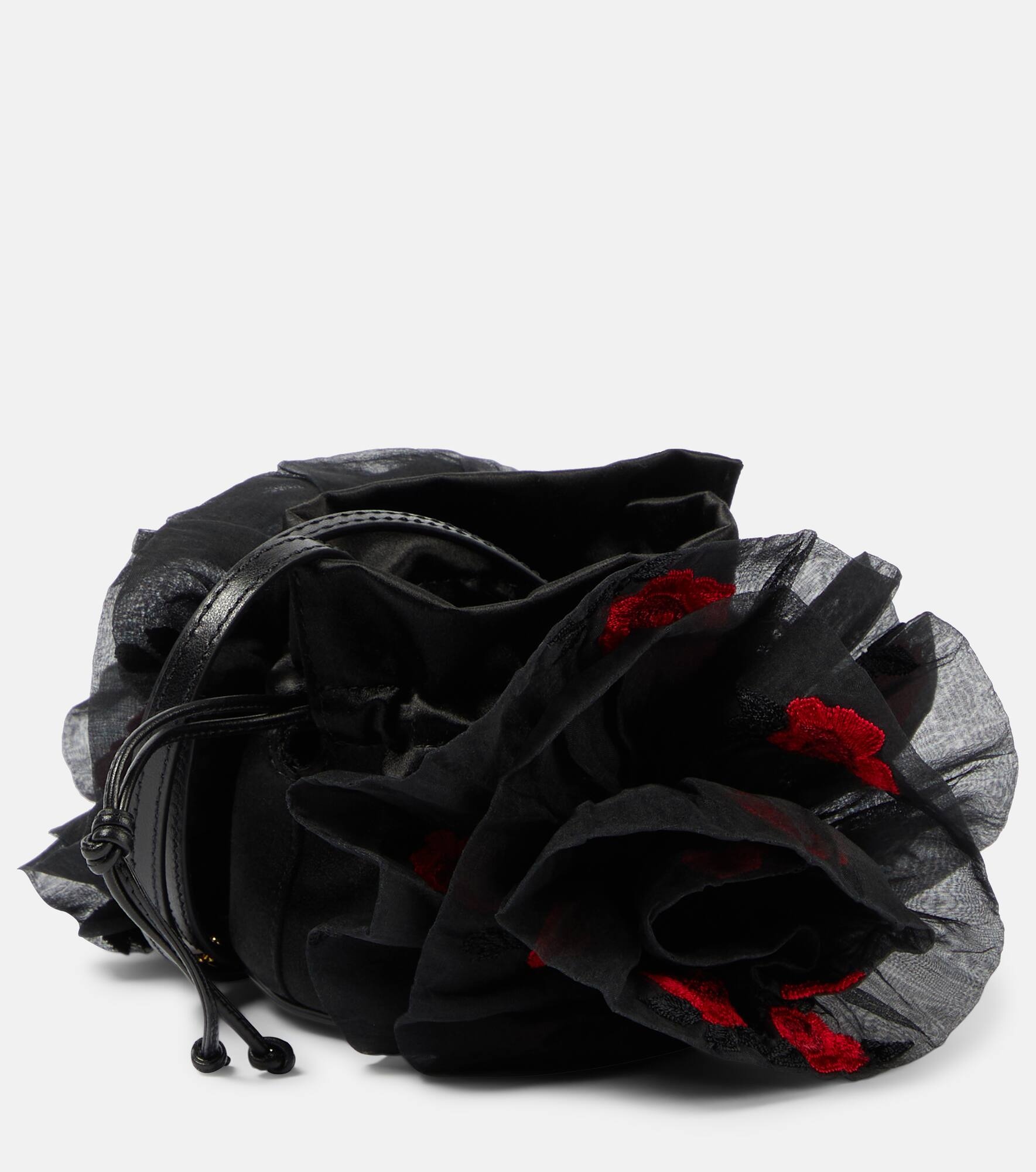 Floral satin bucket bag - 4