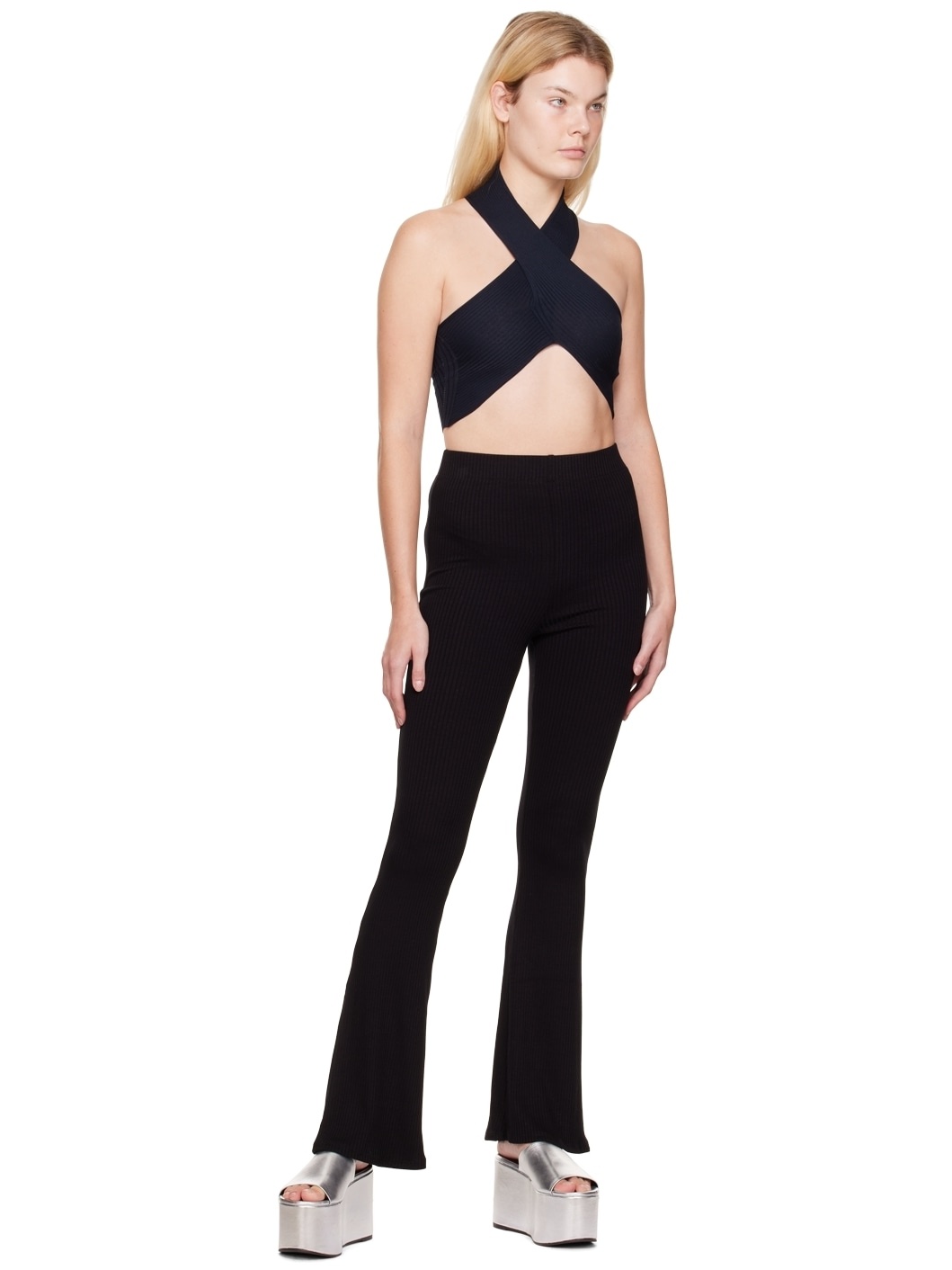 Navy Sensual Stretch Wrapped Tank Top - 4