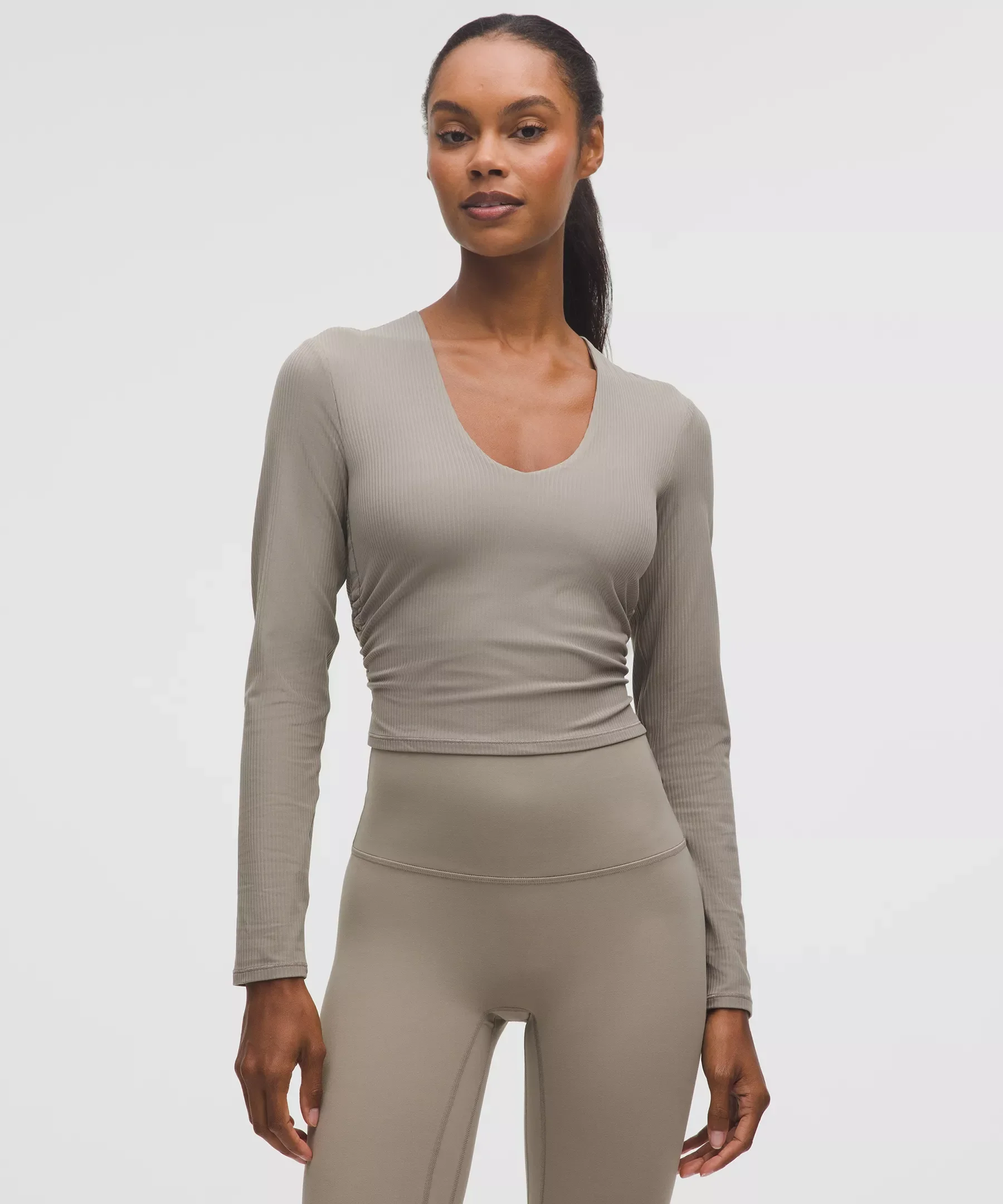 All It Takes Ribbed Nulu V-Neck Long-Sleeve Shirt *B-D Cups - 1