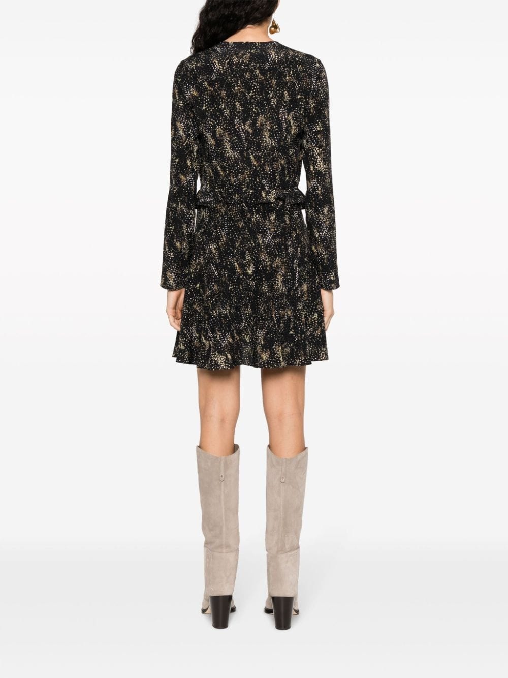 V-neck printed silk dress - 4
