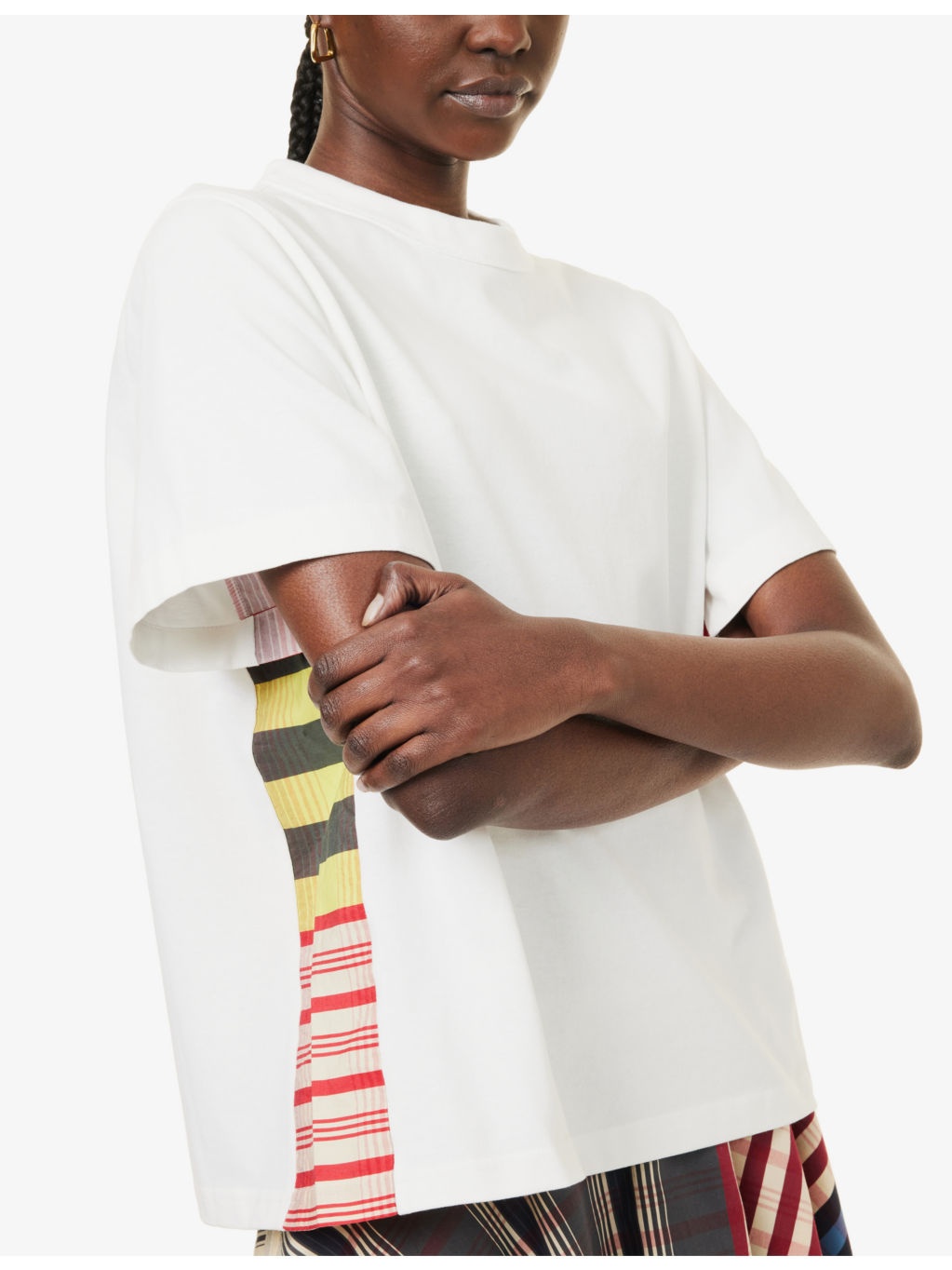 Round-neck contrast-panel cotton-jersey T-shirt - 5
