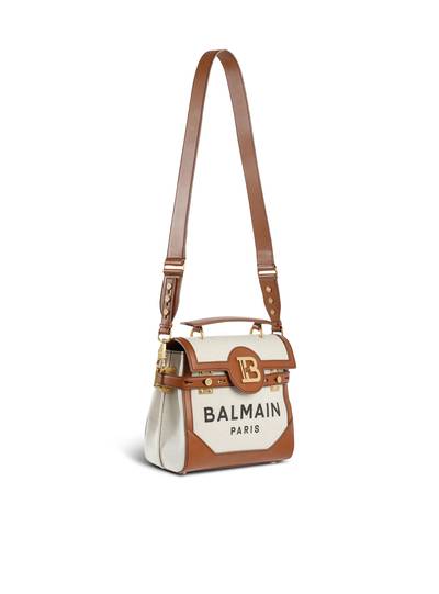 Balmain Ecru canvas B-Buzz 23 bag with brown leather panels outlook