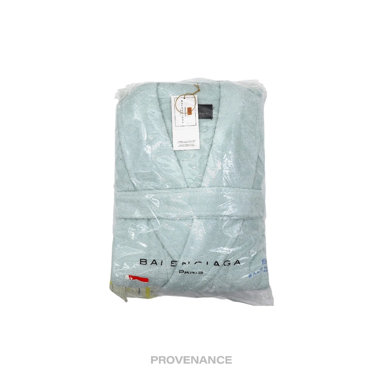 Balenciaga BB Logo Embroidered Robe - Powder Blue Terry - 1