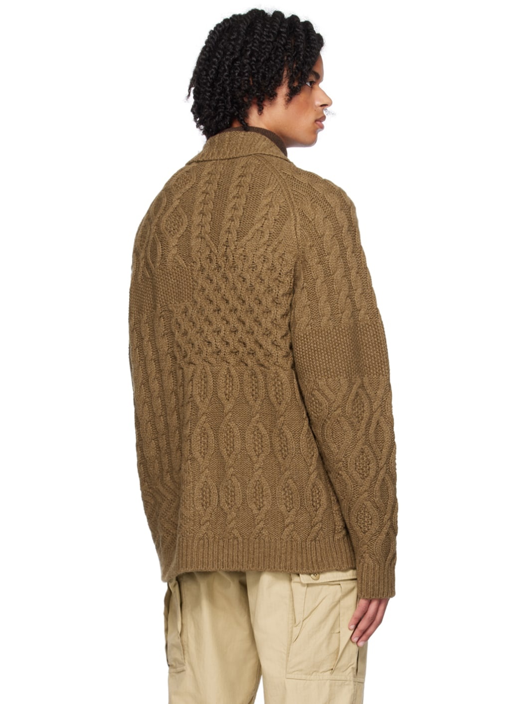 Brown Spread Collar Cardigan - 3