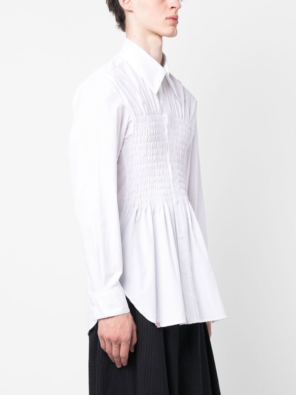 smocking stitch long-sleeve shirt - 3