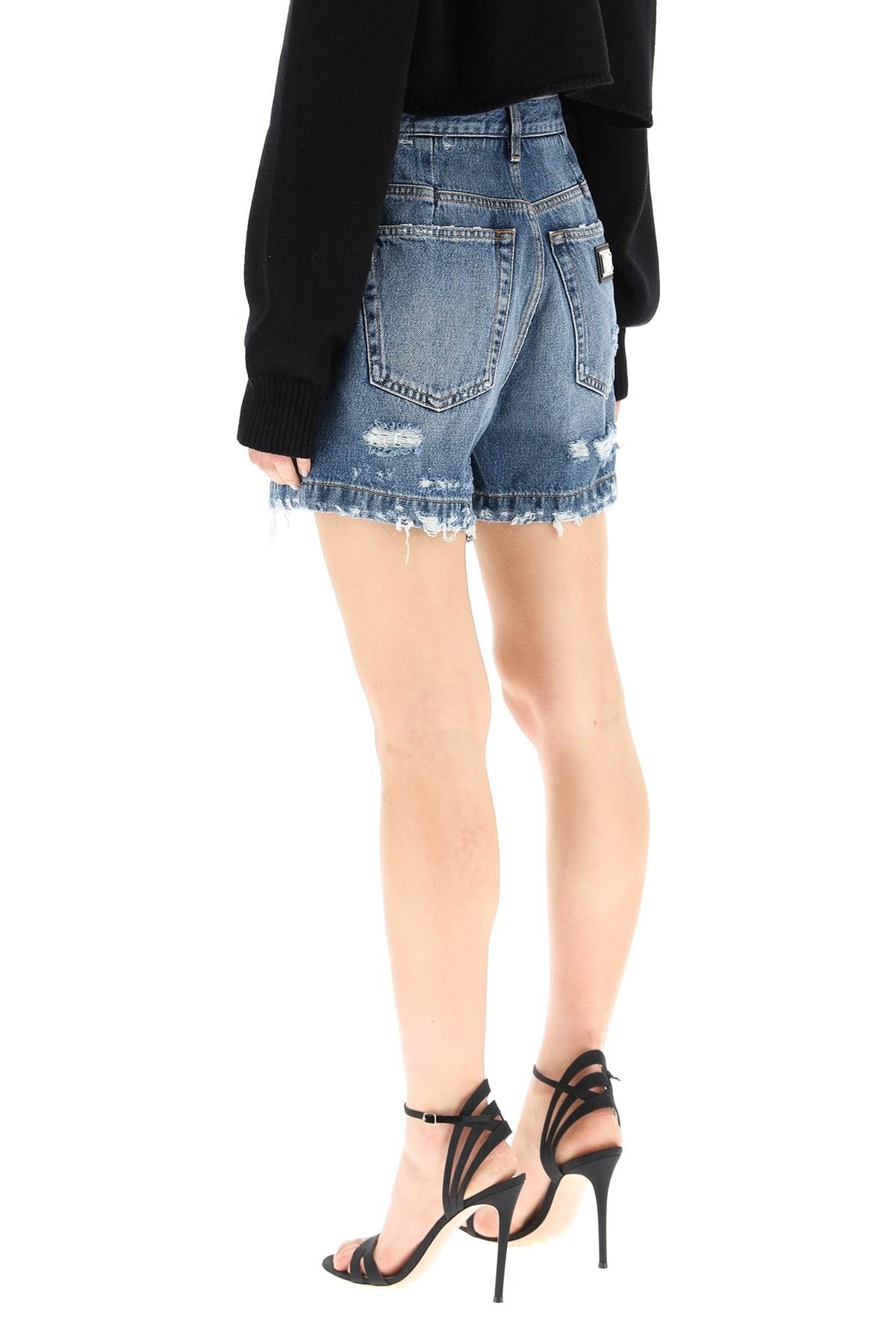 DESTROYED DENIM SHORTS - 4