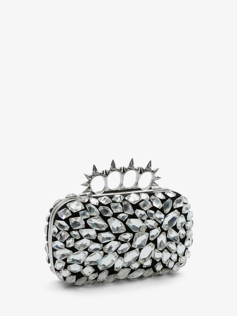 Women's Skull Four Ring Clutch in Black - 2