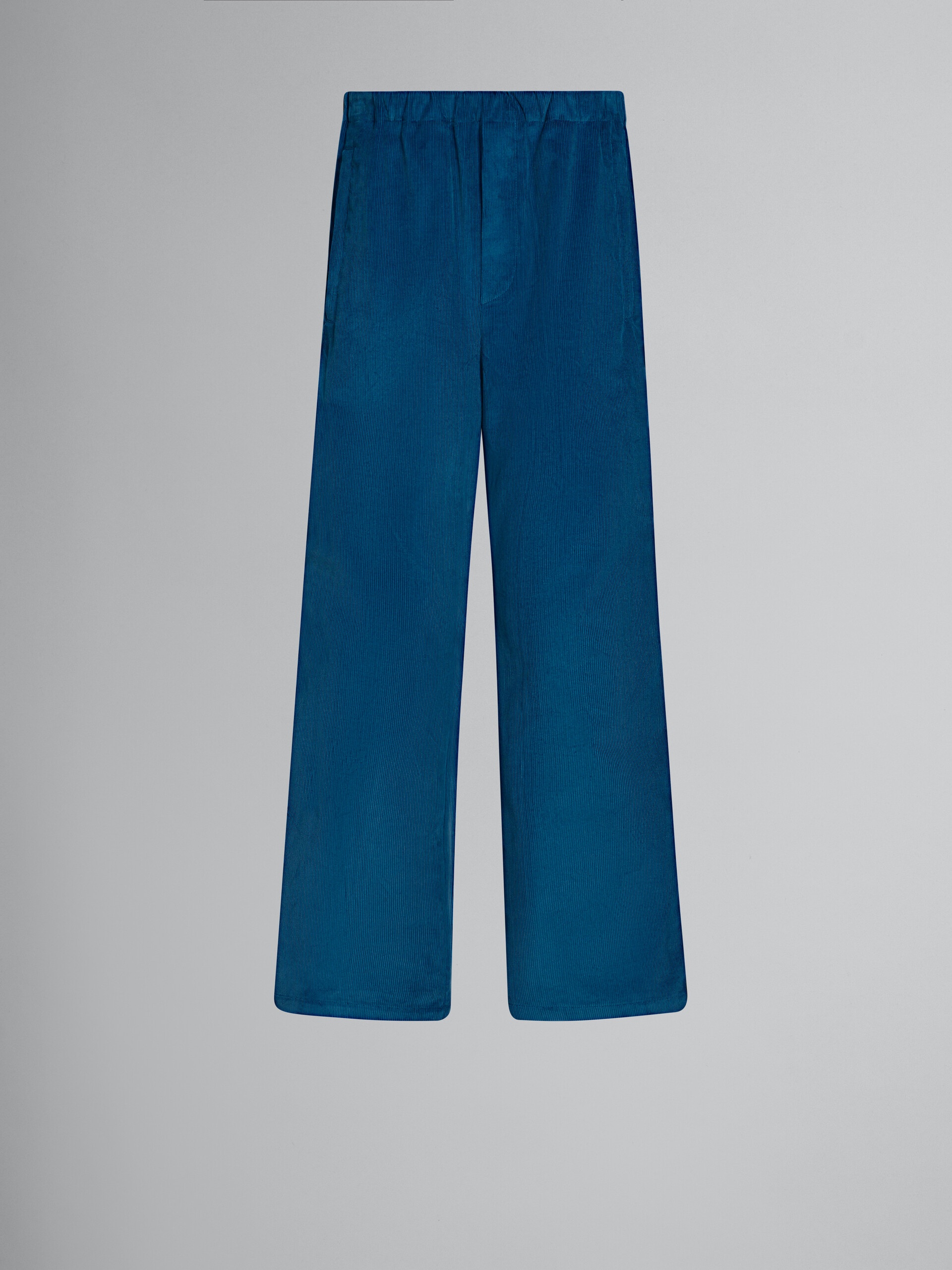 BLUE CORDUROY TRACK PANTS WITH SIDE BANDS - 1