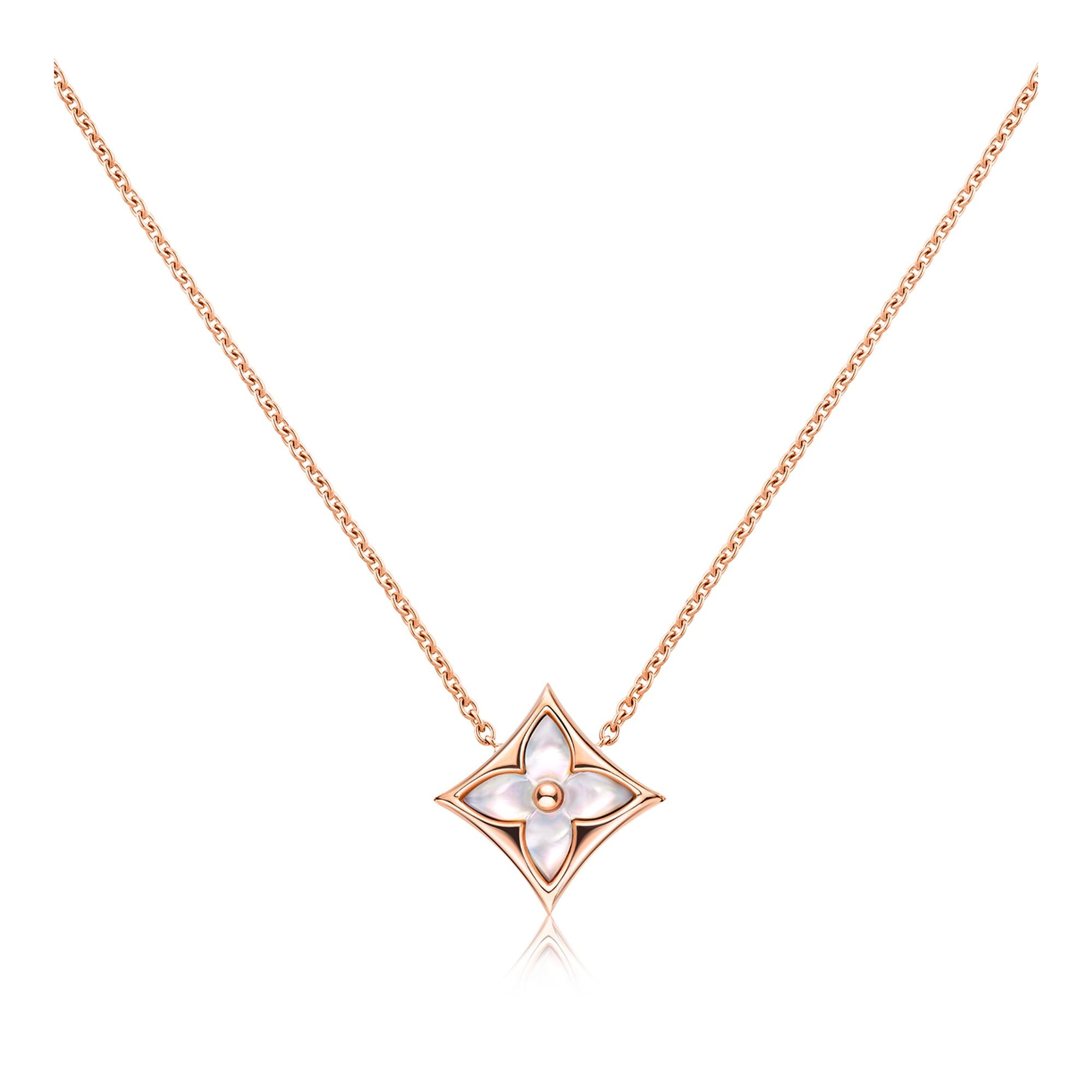 Color Blossom star pendant, pink gold and white mother-of-pearl - 1