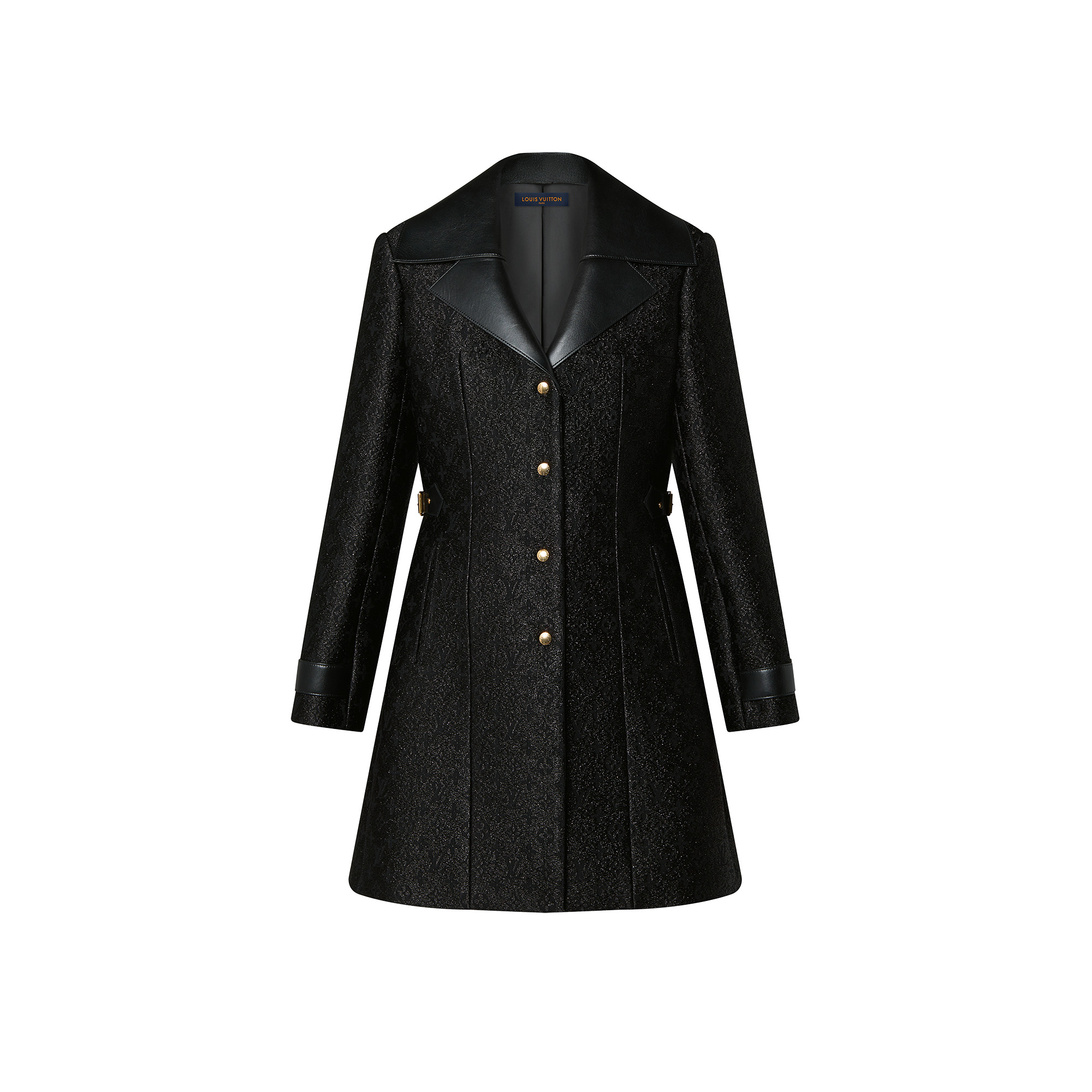 Leather Insert A-Line Glitter Coat - 1