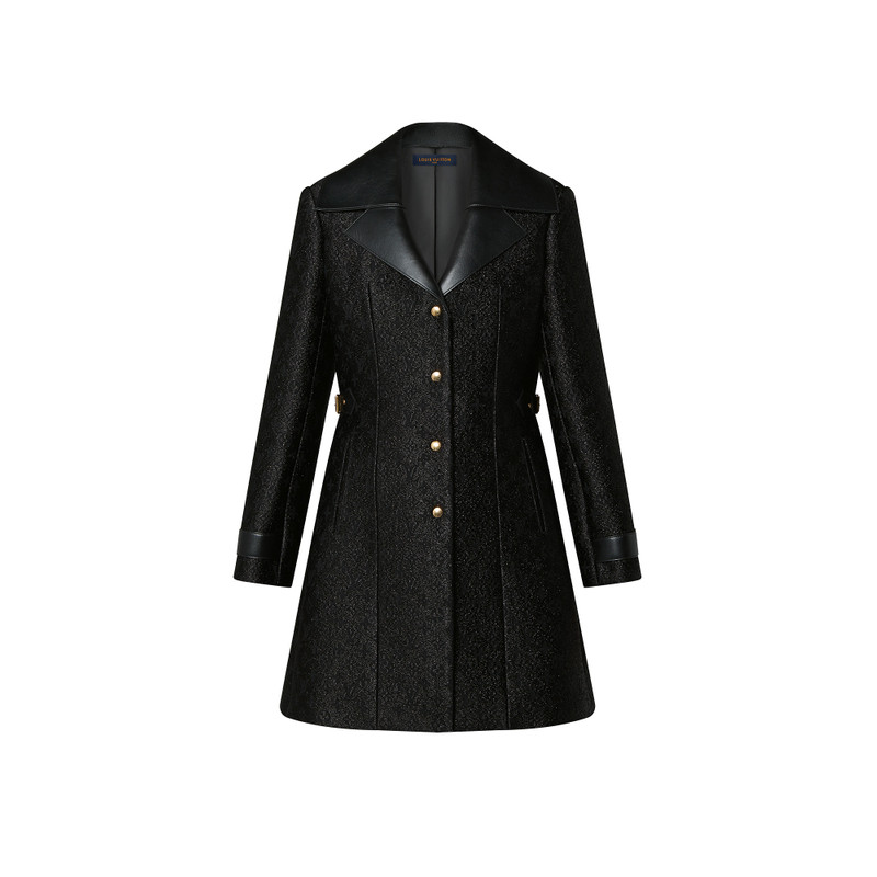 Leather Insert A-Line Glitter Coat 1