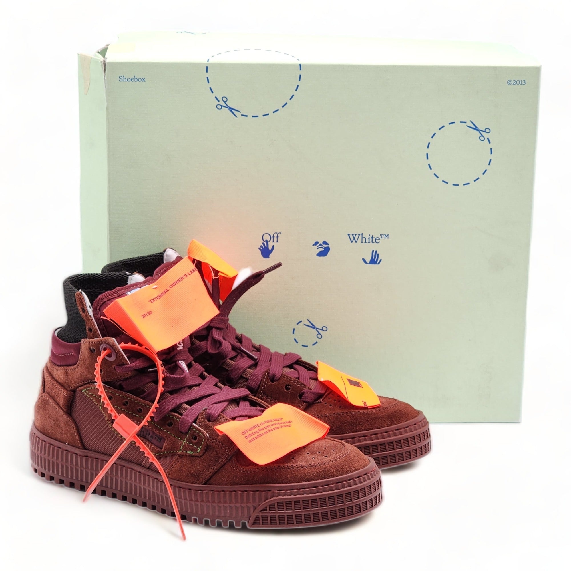 Off-White 3.0 Court Hi Top Women's Sneakers Burgundy - 8