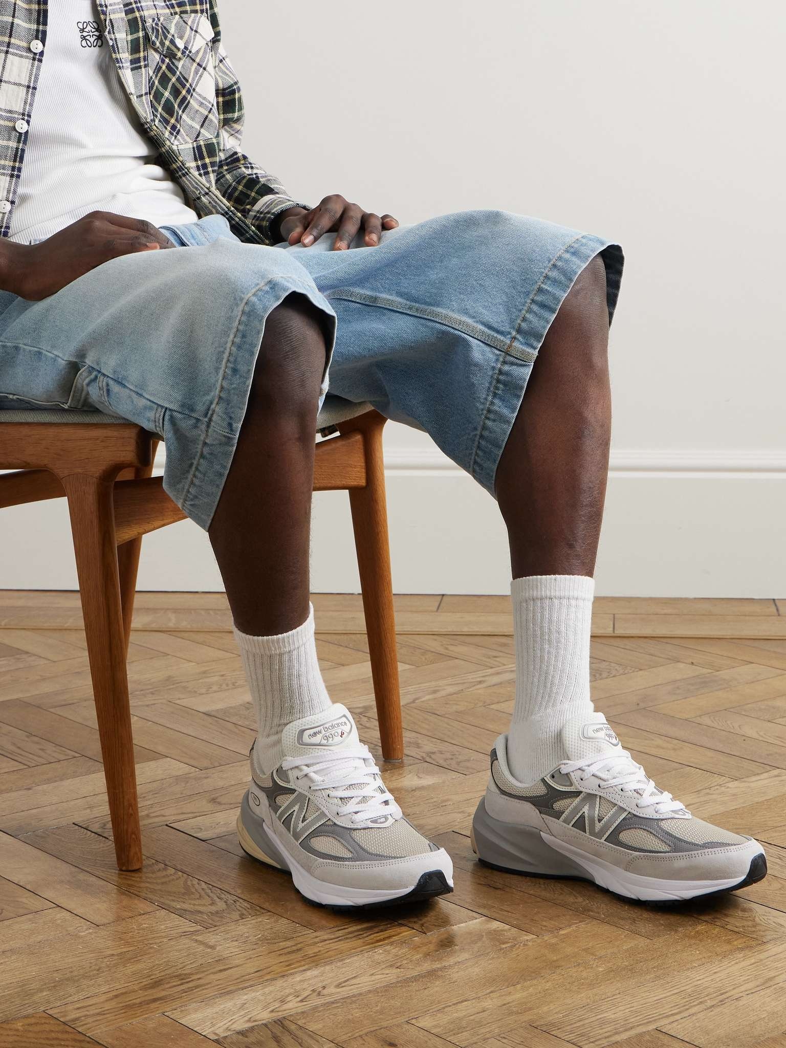 New Balance 990v6 Leather-Trimmed Suede and Mesh Sneakers  display picture 1