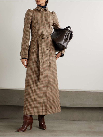 Dries Van Noten Belted double-breasted checked wool trench coat outlook