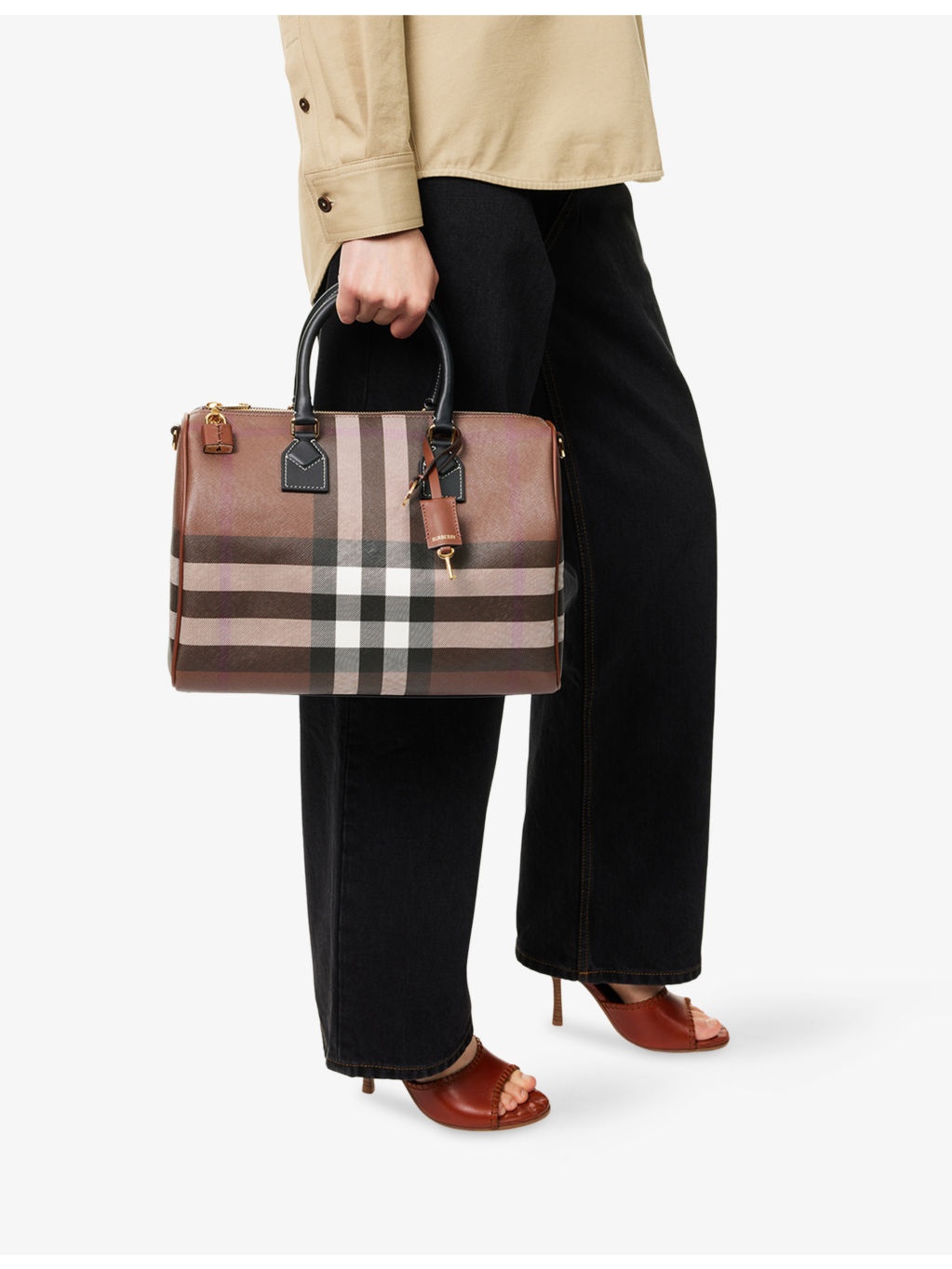 Check-Print Medium Coated-Canvas Bowling Bag - 6
