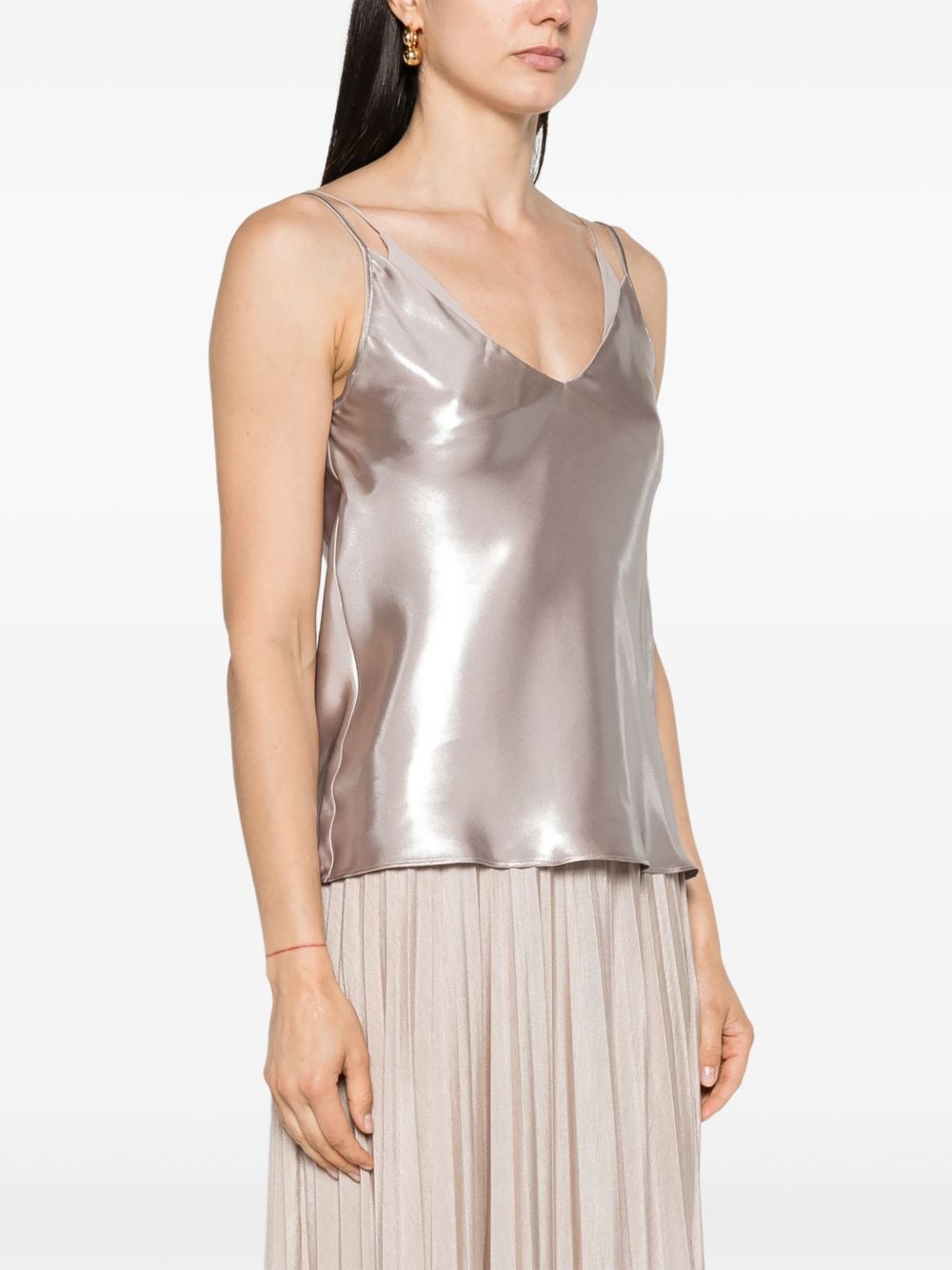 V-neck metallic-sheen tank top - 3
