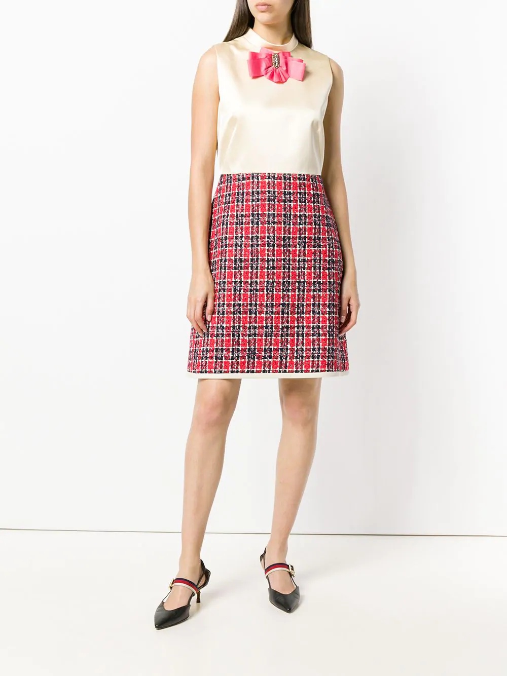 bow tweed skirt dress - 2