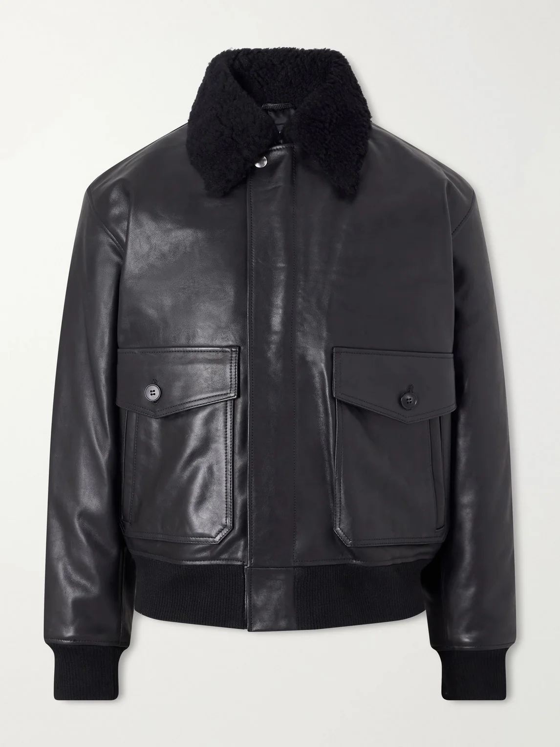 Charles Wool-Fleece Trimmed Leather Jacket - 1