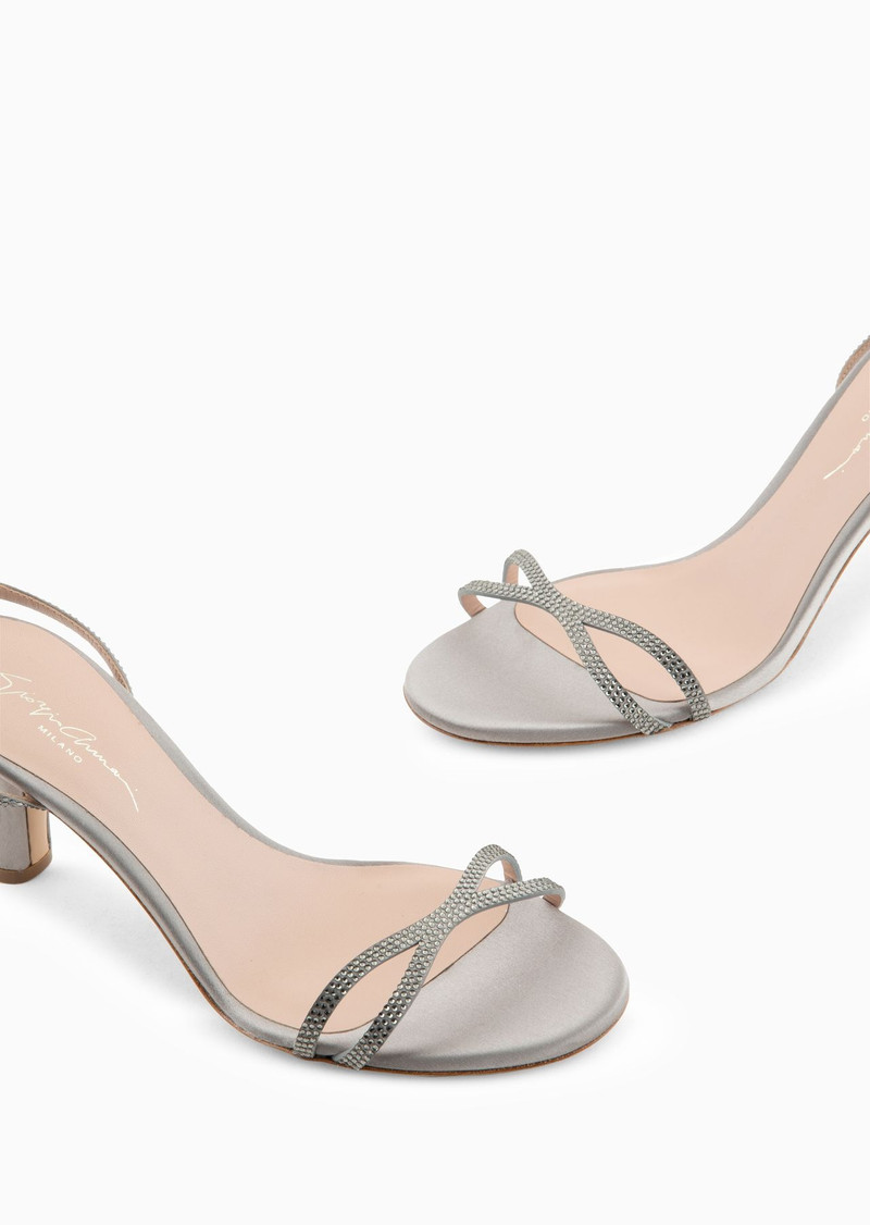 Satin and rhinestone heeled sandals 5