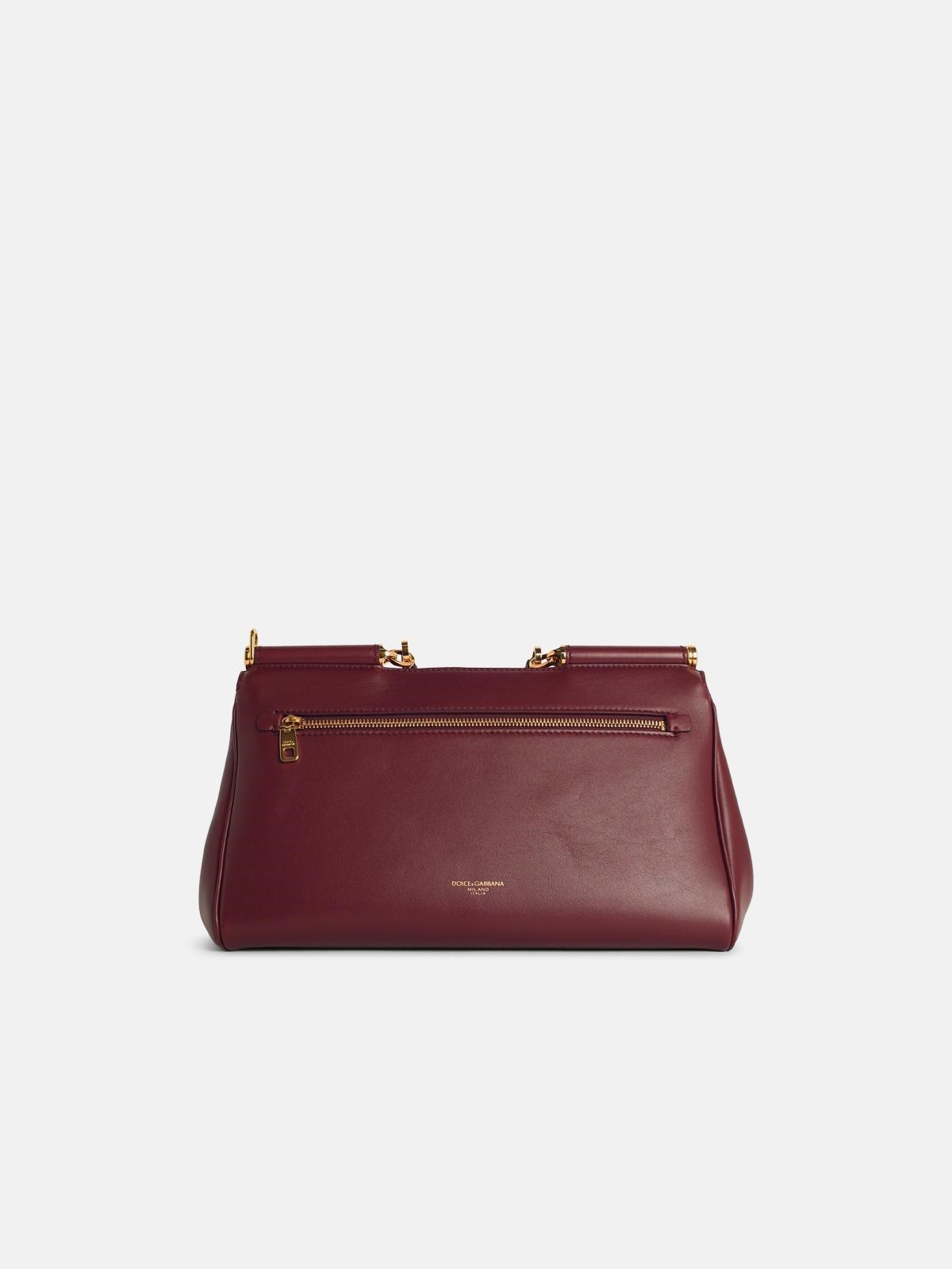 'MY SICILY' BURGUNDY 'PLONGÉ' CALF LEATHER HANDBAG - 3