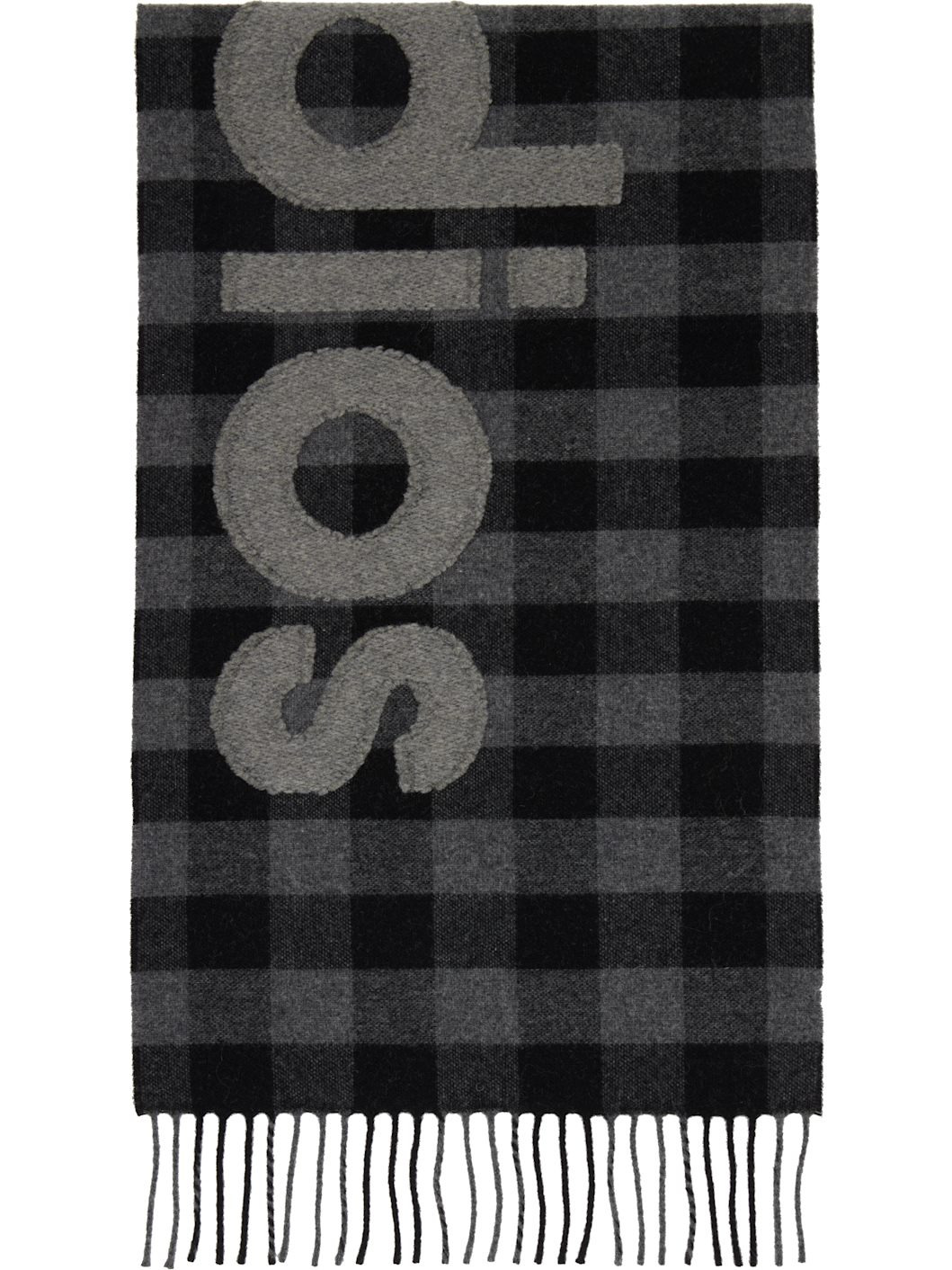 Black & Gray Check Logo Scarf - 2