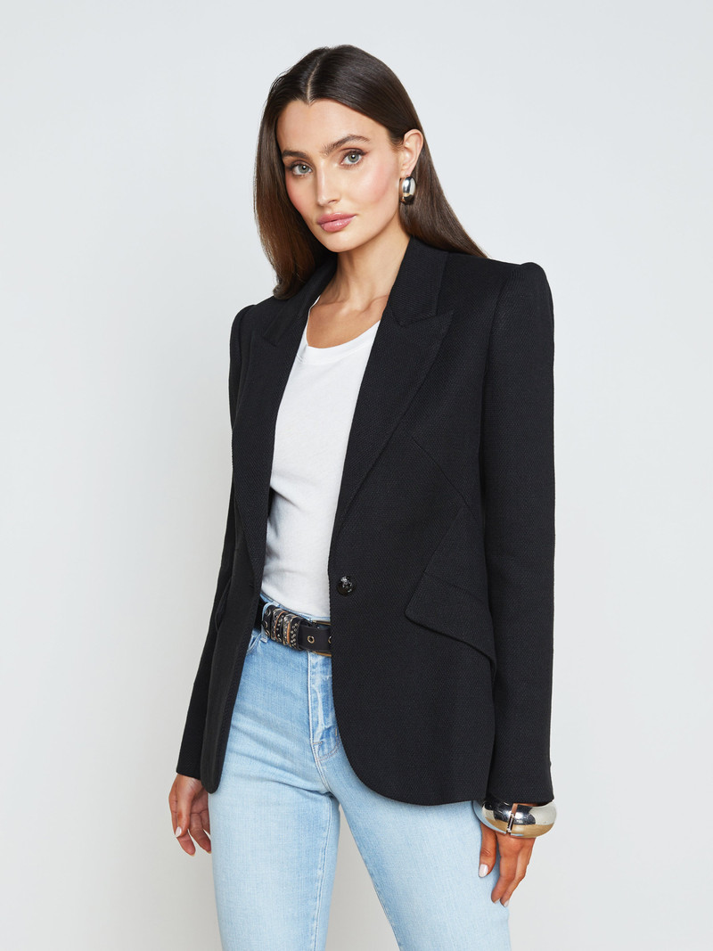 L'AGENCE Chamberlain Linen-Blend Blazer outlook