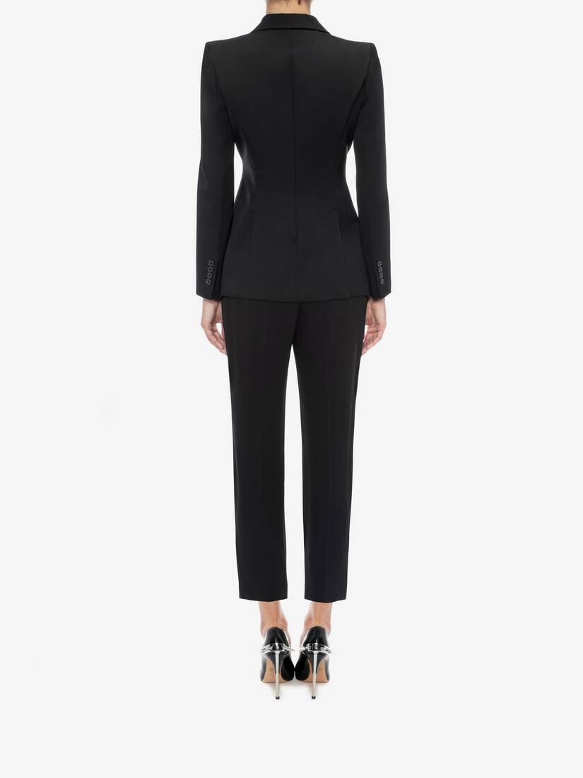 Leaf Crepe Cigarette Trouser in Black - 4