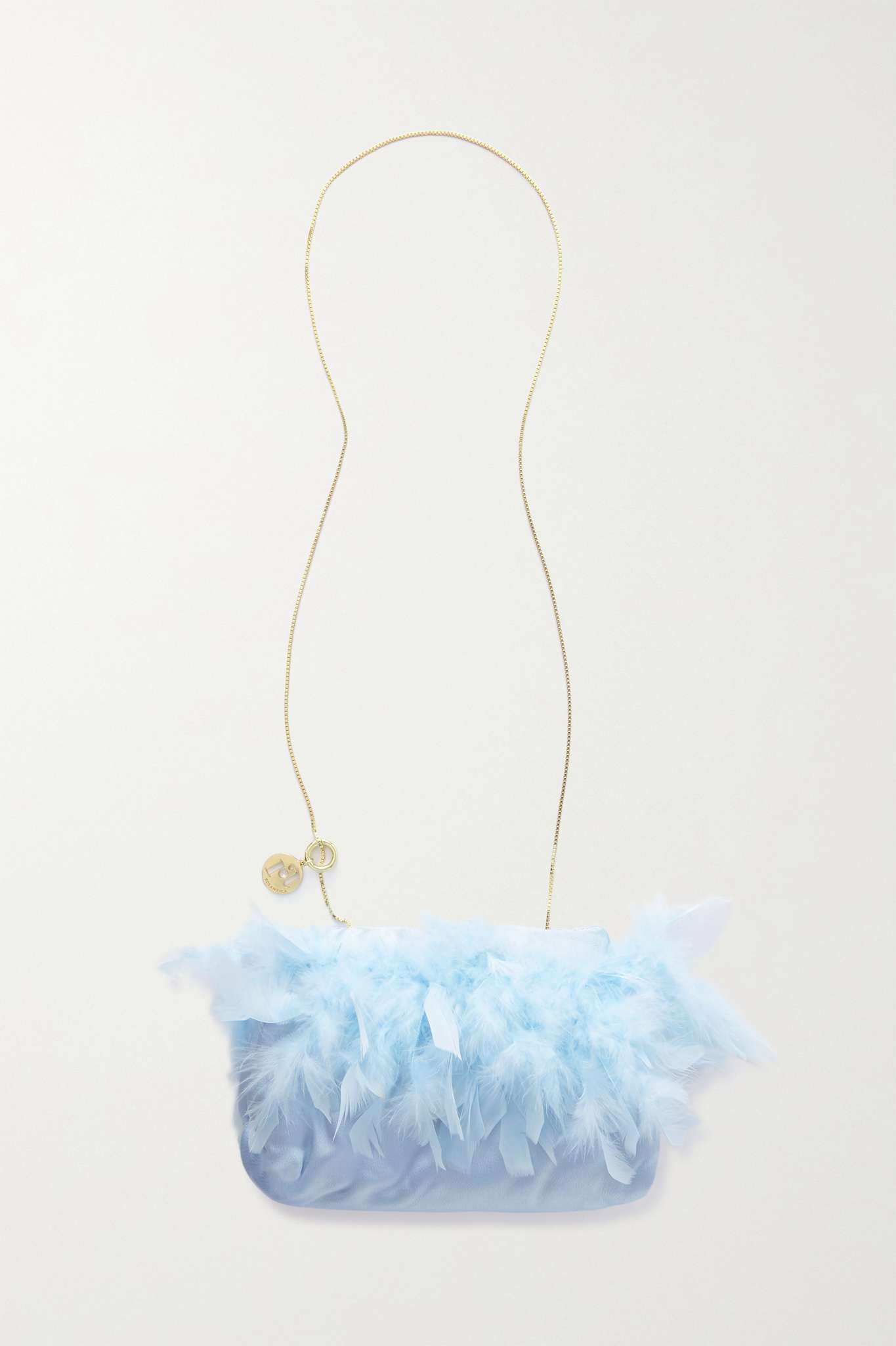 Liquirizia feather-embellished satin shoulder bag - 1