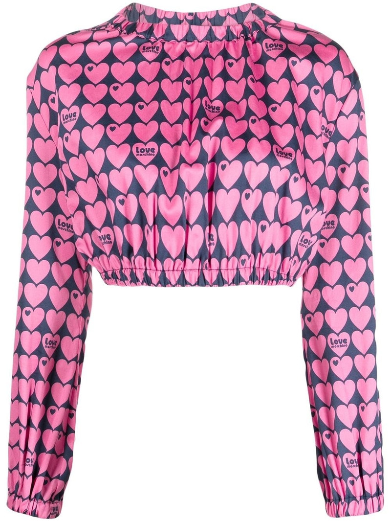 heart-print cropped blouse 1