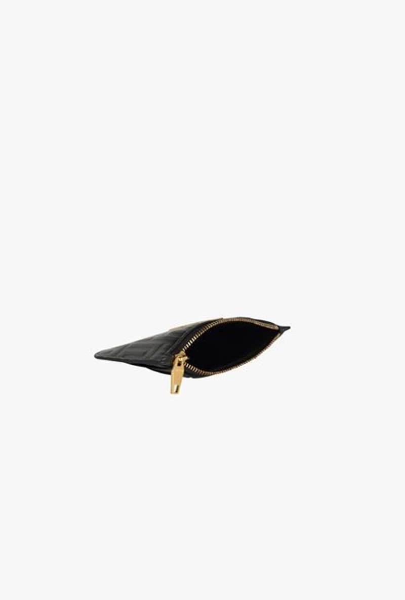Balmain Black debossed leather card holder with Balmain monogram outlook