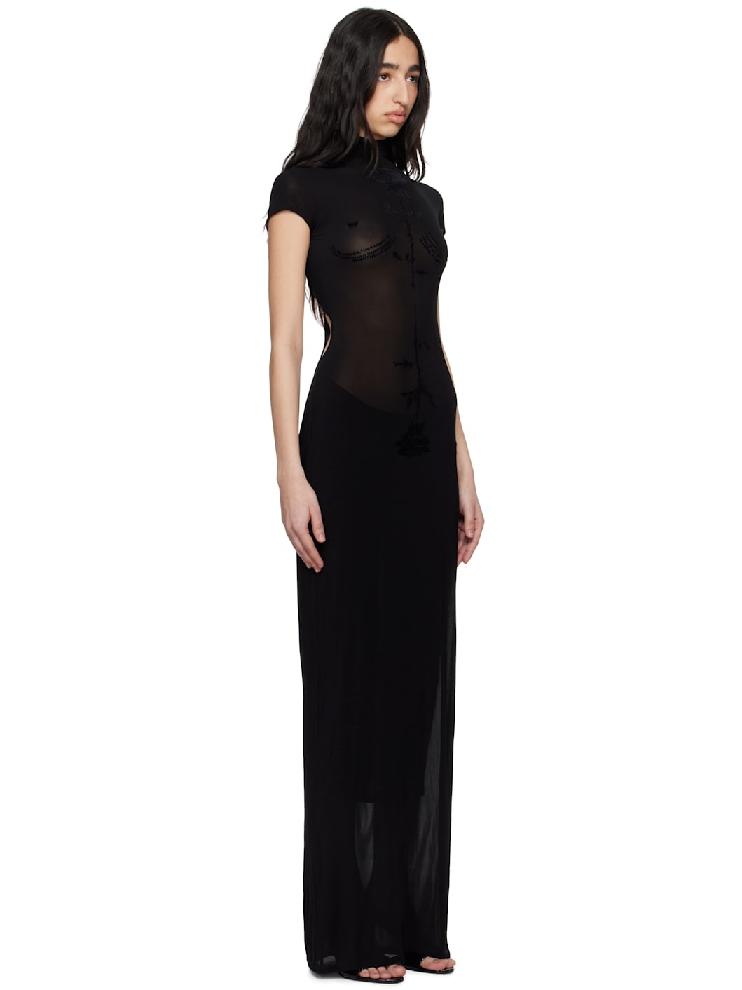 Black Light Viscose Jersey Sleeveless Maxi Dress - 2