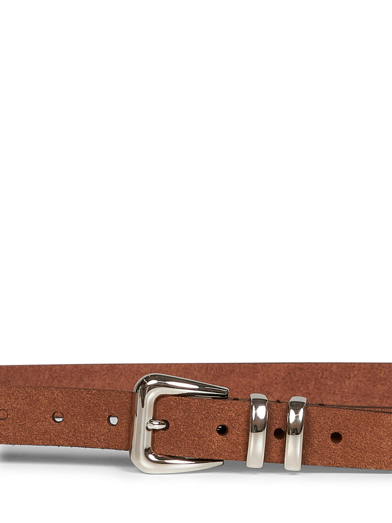 Brunello Cucinelli Brown reversed calfskin leather belt outlook