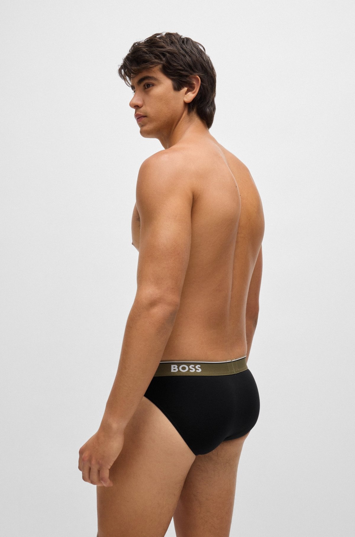 THREE-PACK OF STRETCH-COTTON BRIEFS WITH LOGO WAISTBANDS - 3