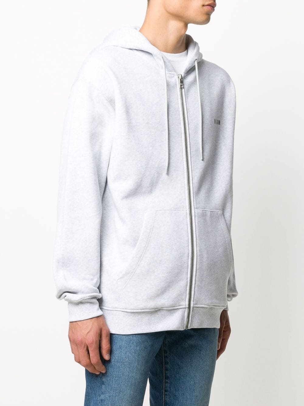 drawstring zip-front hoodie - 3